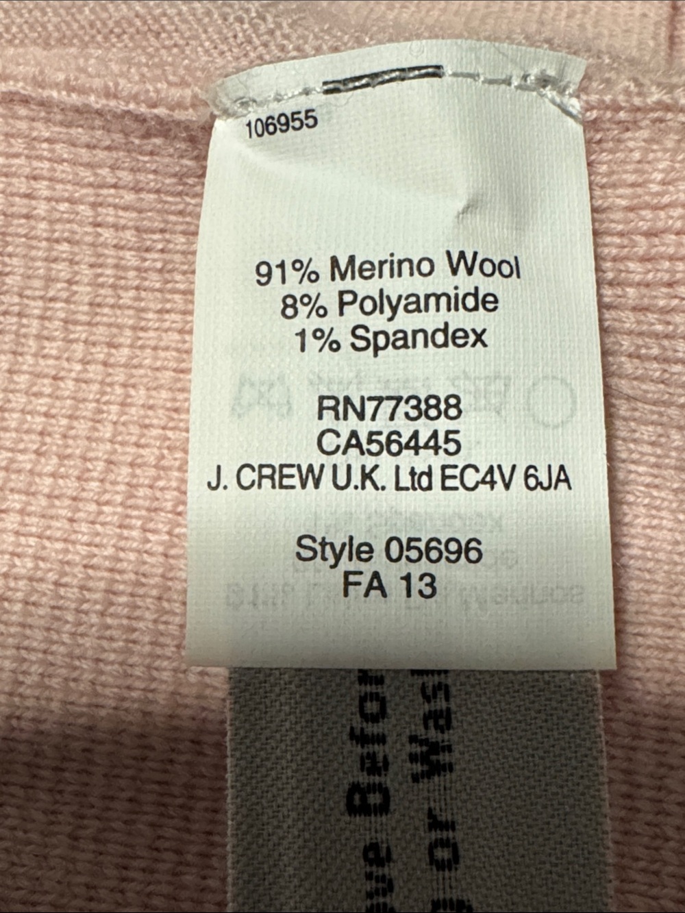 J. Crew Women's Pale Pink Snap/Zip Front Merino Crewneck Cardigan - Picture 4 of 4